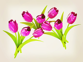 Image showing Tulip flower. 3D illustration. Vintage style.