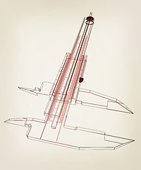 Image showing Vernier caliper. 3D illustration. Vintage style.