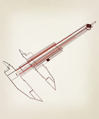 Image showing Vernier caliper. 3D illustration. Vintage style.