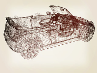 Image showing 3d model cars . 3D illustration. Vintage style.