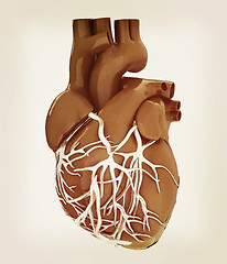 Image showing Human heart. 3D illustration. Vintage style.