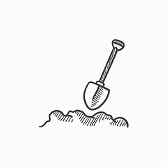 Image showing Mining shovel sketch icon.