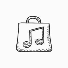 Image showing Bag with music note sketch icon.