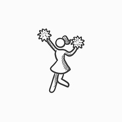 Image showing Cheerleader sketch icon.