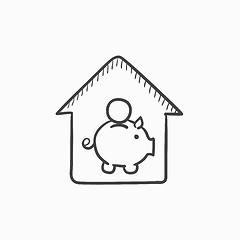 Image showing House savings sketch icon.