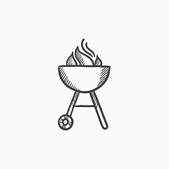 Image showing Kettle barbecue grill sketch icon.