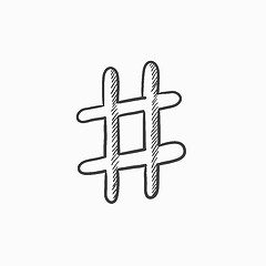 Image showing Hashtag symbol sketch icon.