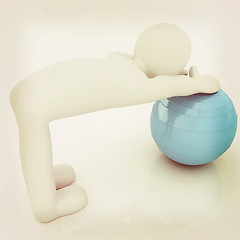 Image showing 3d man exercising position on fitness ball. My biggest pilates s