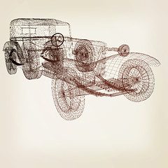 Image showing 3d model retro car. 3D illustration. Vintage style.