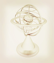 Image showing Terrestrial globe model . 3D illustration. Vintage style.