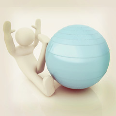 Image showing 3d man exercising position on fitness ball. My biggest pilates s