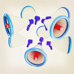 Image showing Loudspeakers as announcement icon. Illustration on white . 3D il