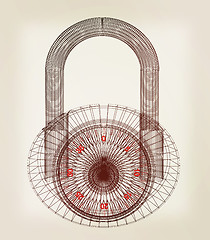 Image showing pad lock . 3D illustration. Vintage style.