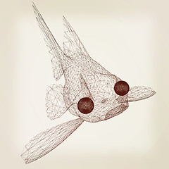Image showing Fish. 3D illustration. Vintage style.