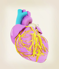 Image showing Human heart. 3D illustration. Vintage style.