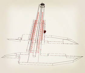 Image showing Vernier caliper. 3D illustration. Vintage style.