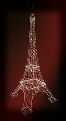 Image showing 3d Eiffel Tower render. 3D illustration. Vintage style.