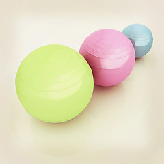 Image showing Fitness balls. 3D illustration. Vintage style.