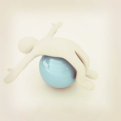 Image showing 3d man exercising position on fitness ball. My biggest pilates s