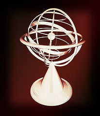 Image showing Terrestrial globe model . 3D illustration. Vintage style.