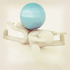 Image showing 3d man exercising position on fitness ball. My biggest pilates s