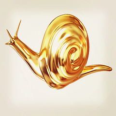 Image showing 3d fantasy animal, gold snail on white background . 3D illustrat