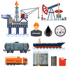 Image showing Oil industry Flat Icons Set