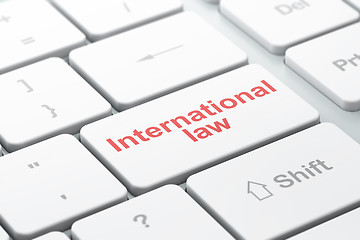 Image showing Political concept: International Law on computer keyboard background