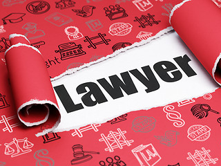Image showing Law concept: black text Lawyer under the piece of  torn paper