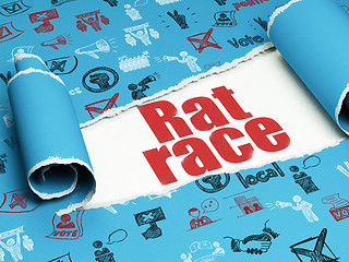 Image showing Politics concept: red text Rat Race under the piece of  torn paper