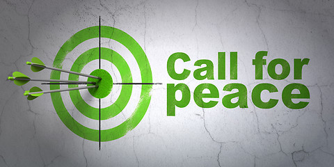 Image showing Politics concept: target and Call For Peace on wall background
