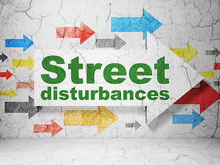 Image showing Politics concept: arrow with Street Disturbances on grunge wall background