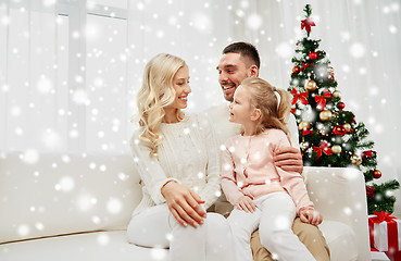 Image showing happy family at home with christmas tree