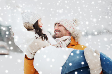 Image showing happy couple outdoors in winter