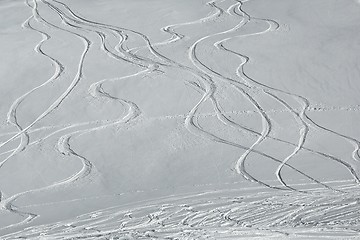 Image showing Ski Slope with Fresh Curves