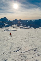 Image showing Skiing on alpine slopes