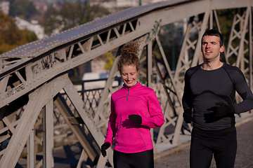 Image showing young  couple jogging