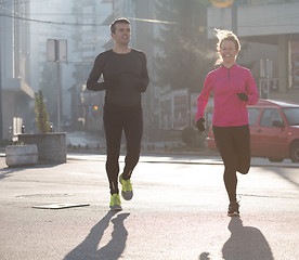 Image showing young  couple jogging