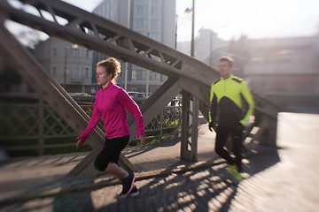 Image showing young  couple jogging