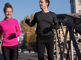 Image showing young  couple jogging