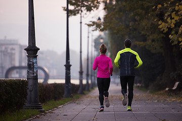 Image showing young  couple jogging