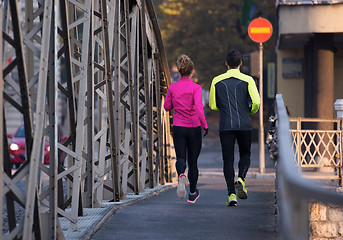 Image showing young  couple jogging