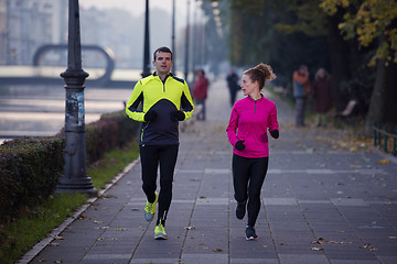 Image showing young  couple jogging