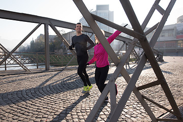 Image showing young  couple jogging