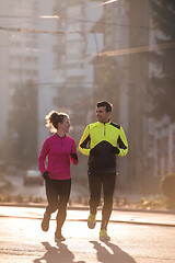 Image showing young  couple jogging