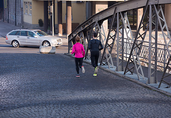 Image showing young  couple jogging