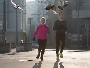 Image showing young  couple jogging