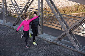 Image showing young  couple jogging