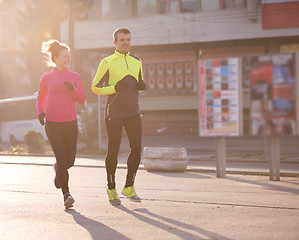 Image showing young  couple jogging