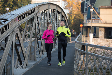 Image showing young  couple jogging